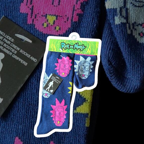 Rick and Morty Adult Swim Dog Booties & Crew Socks Sizes 6 - 12 men - Picture 1 of 11